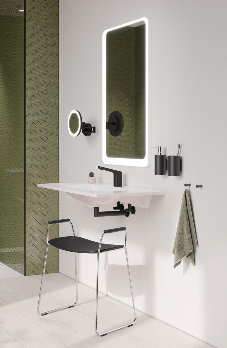 HEWI System 900 Bad mit Waschplatz, Duschbereich und WC