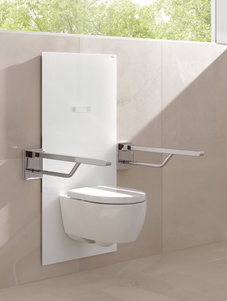 HEWI WC-Modul s50 Höhenverstellbares WC-Modul mit Stützklappgriff
