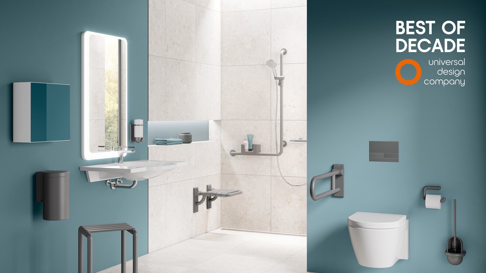 Seria HEWI 477/801 w kolorze antracytowy mat nagrodzona Best of Decade Universal Design Company HEWI Seria 477/801 Antracyt matowy Best of Decade Universal Design Company