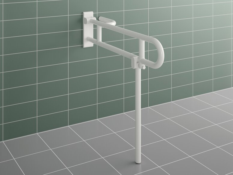 HEWI Folding support handle Adipositas white Adiposity folding support handle in white